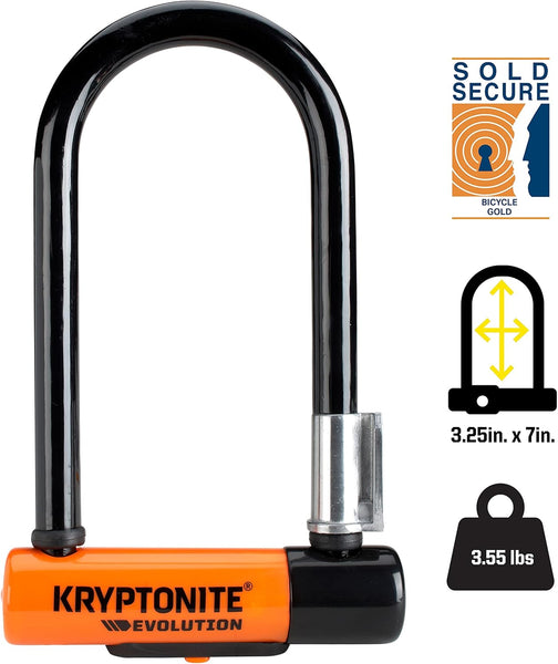 Kryptonite Evolution Mini-7 Bike U-Lock with 4ft Length Security Cable - TRIPPER ELECTRIC BIKES