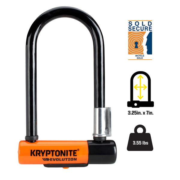 Kryptonite Evolution Mini-7 Bike U-Lock, 13mm Steel Shackle, 4 ft Cable | bike-locks