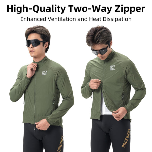 ROCKBROS Cycling Jackets for Men Breathable Cooling Lightweight Long Sleeve Cycling Jersey Running Cycling Windbreaker