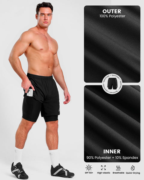 Sportneer Bike Shorts for Men - 3D Padded Lightweight MTB Fit Riding Biking Bicycle Biker Shorts with Zipper Pockets