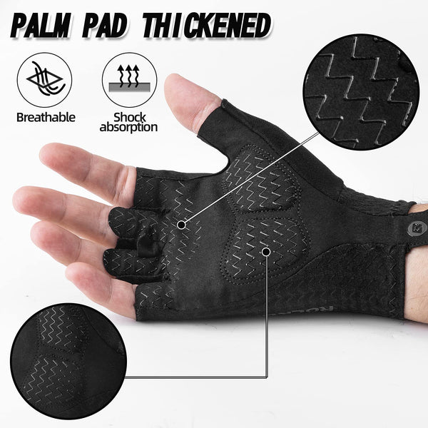 ROCKBROS Cycling Gloves - Half Finger MTB & Road Biking Gloves for Men & Women - Absorbing Gel Pad, Anti-Slip, Breathable