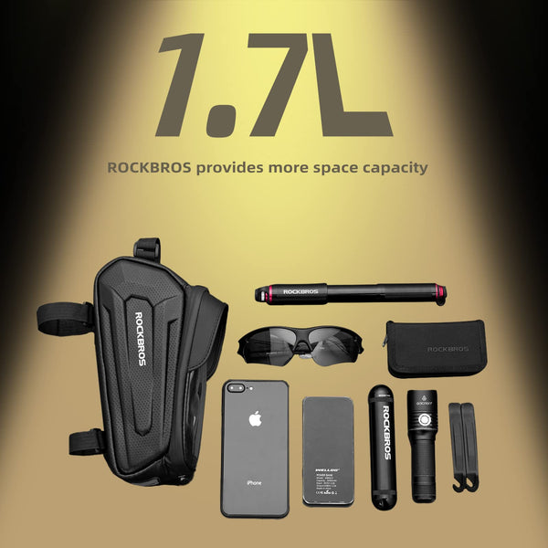 ROCKBROS Bike Phone Bag, [Oversized] EVA Waterproof Bike Top Tube Front Frame Bag Phone Holder Bicycle 1.7L Capacity Pouch Fits Phones With Case Under 7.2” E-Bike Accessories Straps Fit All Frames - TRIPPER ELECTRIC BIKES
