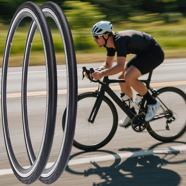 2 Pack700x23C (23-622) Foldable Road Bike Tires with 2 Tubes and 2 Tire Levers 700C Replacement Tires with Folding Bead, Puncture Resistant for Racing & Commuter Bicycles