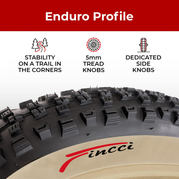 Fincci Maori 29x2.25 Mountain Bike Tire - Pair 29 Inch Bike Tire with 1 mm Nylon Puncture Resistant 60 TPI - Foldable Kevlar Black 57-622 MTB Tires 29 for Electric, Trekking, Hybrid, Cruiser Bikes