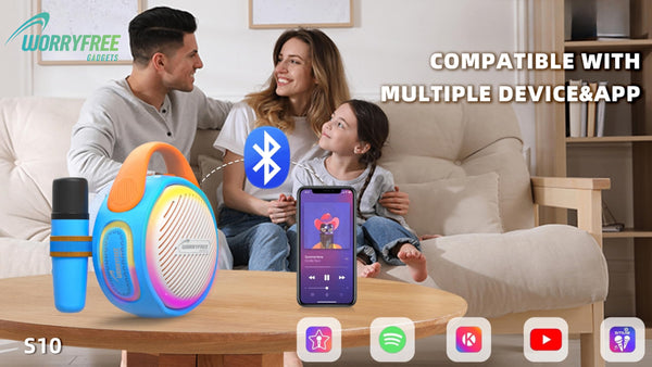 20W Portable Wireless Bluetooth Speaker with Two Microphones Mini Karaoke (Purple)