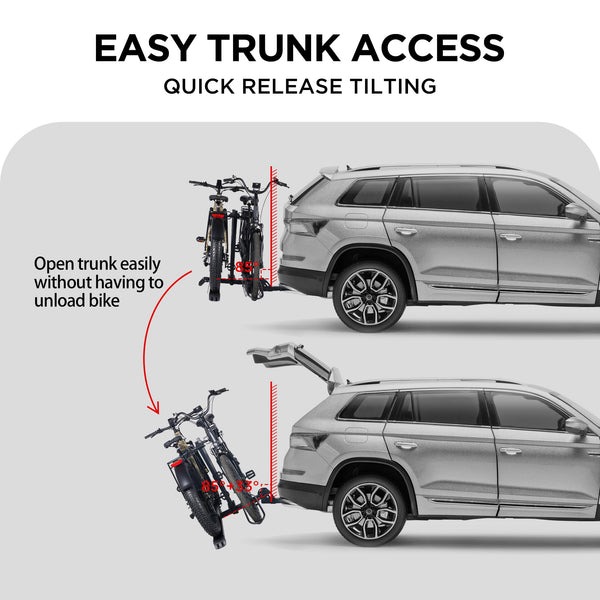 Young Bike Rack Hitch for Car - 200LB 2-Bike Rack Hitch Mount Platform Style Hitch Bike Rack，Smart Tilting & Easy Fold for Car SUV with 2 Inch Receiver，Bike Carrier Fits Up to 5-inch Fat Tire - TRIPPER ELECTRIC BIKES