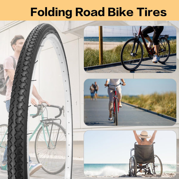 24X1 3/8 (37-540) Bike Tires 24" Inch Bike Tire Compatible with 24 x 1 3/8 Road Bike Wheelchair Tires Bicycle Tires