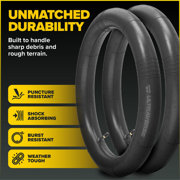 Ultraverse 20x4.0, 24x4.0, 26x4.0, 20x3.0, 26x3.0, 16x3.0, Inner Tube Set with Schrader Valve - Ideal for Mountain Bikes & E-Bikes with Fat Tires - Durable & Reliable 2 Pack with Tire Levers - TRIPPER ELECTRIC BIKES