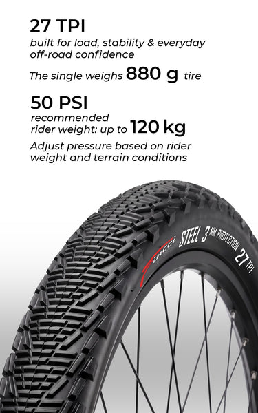 Fincci Bike Tyre 26 x 1.95 Inches - MTB Tires 26 inch, 53-559 with 3mm Anti Puncture Proof Protection 60 TPI for Cycle, Road, Mountain, Hybrid, Cross Country Bicycle