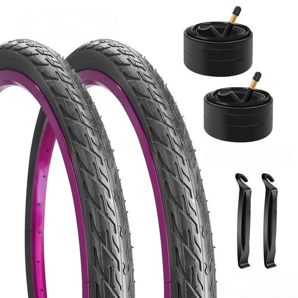 24x1.75 Bike Tires 24 Inch Foldable Replacement Bike Tire SuitPuncture Resistant All-Terrain Mountain/Road Bicycle Tires - Compatible with 24X1.75/24X1.95 Hybrid Commuter Bikes