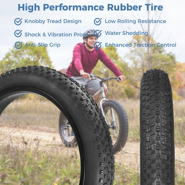 yeesport 20x3.0 Bike Tire & Tube Set, Folding 76-406/20 x 3.0 Ebike Tires & 20x3.0 Fat Bike Tubes with Levers, 20 inch Fat tire for Electric Bicycle, MTB