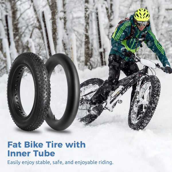 20x4.0 Fat Tire and Tube Set, Folding 100-406/20 x 4 Fat Tire Puncture Resistant with Ebike Tires 20x4 Inner Tube, 20 Inch Fat Tires for Snow, Beach, Mountain, Off Road Commuter Use