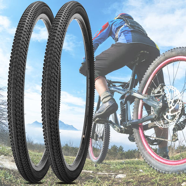 2 Pack Bike Tire 24 26 27.5 X 1.95 27.5 29 X 2.125 Inch Folding Replacement Bike Tire with Tire Levers Foldable Bead Wire Bicycle Tire for Mountain Bike