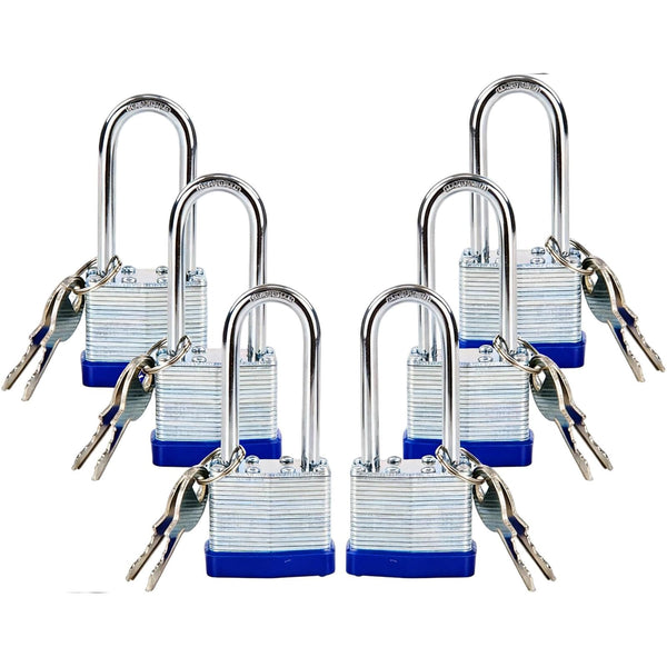 SEPOX® Trinity Keyed-Alike Padlocks Outdoor, Reinforced Laminated Steel Body Heavy-Duty 1-9/16" 40MM, Uncuttable Standard Shackle, 3-Pcs-Lock, 6-Pcs Same Keys, for Gym Locker, Toolbox, Shed, Storage