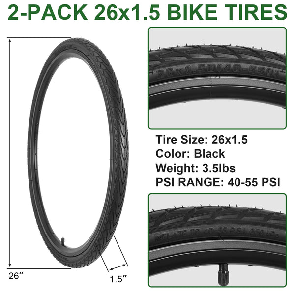 2-Pack 20x1.75 Bike Tire Tube, 20 Inch Mountain Bike Tires & Tubes, Folding Replacement Bicycle Tires with 2 Tire Levers for Hybrid, City Commuter, Urban