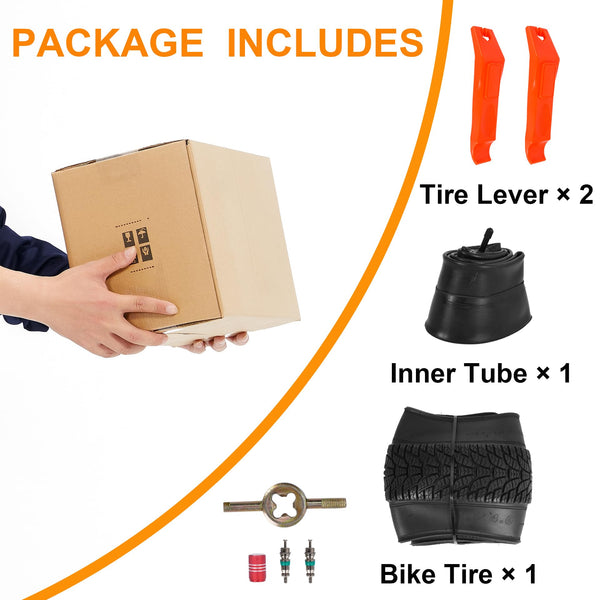 2-Pack 20x4.0 Fat Bike Tire, 20 Inch Mountain Bike Tires & Tubes Set, Folding Replacement Bicycle Tires with Tire Levers for Off-Road Bike, Ebike