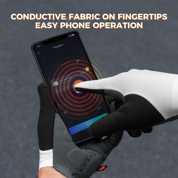 ROCKBROS Road to Sky Cycling Gloves – Italian Elastic Interface Double-Arrow Palm Pad, Shock-Absorbing Lightweight Breathable Touchscreen Bike Gloves for Road & Mountain Biking