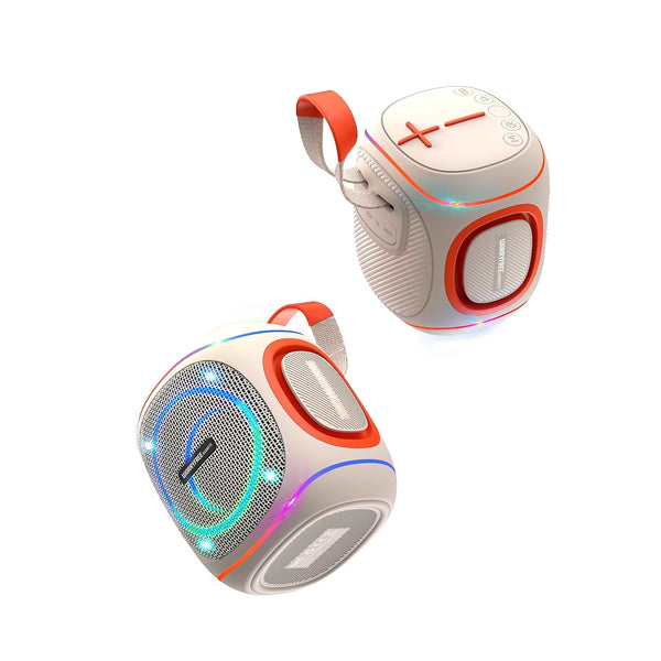 10W Portable Speaker with RGB Lights, Big Bass LED Lights, Supports TF Card/USB, AUX in, TWS for Party (Black)