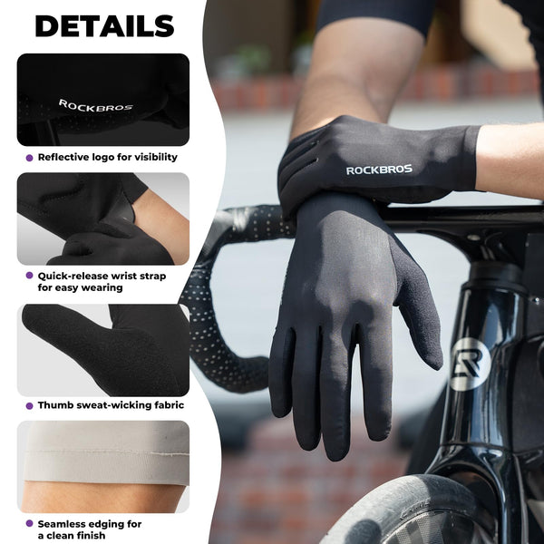 ROCKBROS Cycling Gloves for Men Women SBR Padded Shock Absorbing Bike Gloves Breathable Touchscreen Anti-Slip Palm Lightweight for Biking