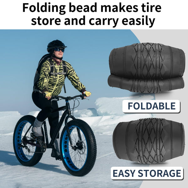 26x4.0 Bike Tire for Electric Bikes - Puncture Resistant All-Terrain Fat Tire with Durable Tread, High Traction for Mountain/Snow/Road - Compatible with E-Bikes 26x4.0 Inches