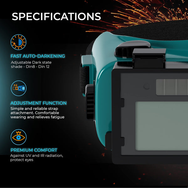 Welding Goggles Auto Darkening Flip Up, Solar Powered Welding Glasses for MIG TIG Arc Gas Torch Cutting, DIN 8-12 Shade