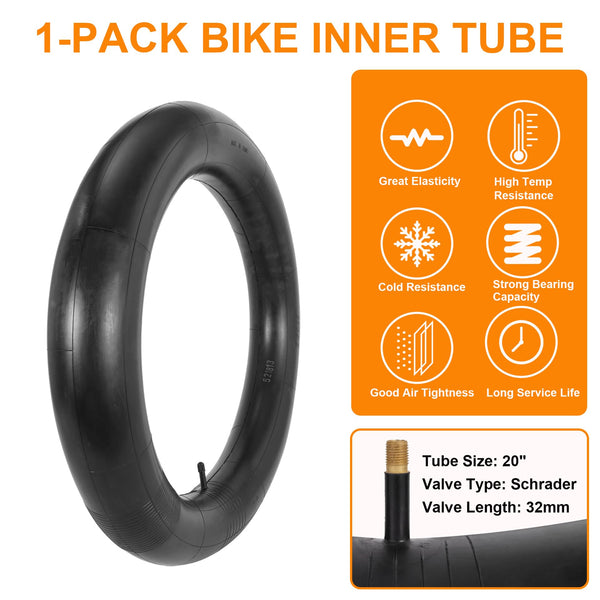 2-Pack 20x4.0 Fat Bike Tire, 20 Inch Mountain Bike Tires & Tubes Set, Folding Replacement Bicycle Tires with Tire Levers for Off-Road Bike, Ebike