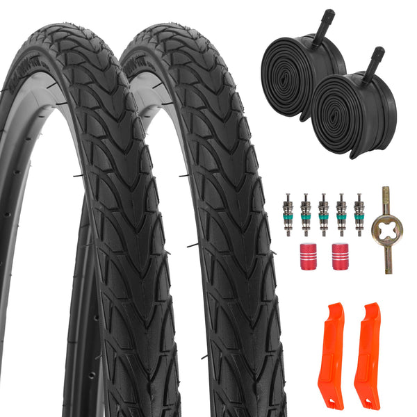 2-Pack 20x1.75 Bike Tire Tube, 20 Inch Mountain Bike Tires & Tubes, Folding Replacement Bicycle Tires with 2 Tire Levers for Hybrid, City Commuter, Urban