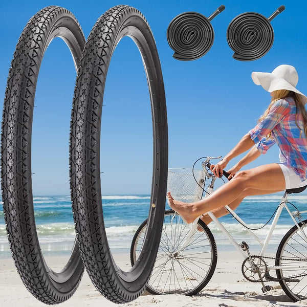 26 Inch Bike Tires 26 X 2.125(57-559) Replacement Tires or Schrader Valve Inner Tubes AV 32mm for Beach Cruiser Bike