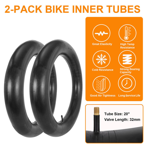 2-Pack 20x4.0 Fat Bike Tire, 20 Inch Mountain Bike Tires & Tubes Set, Folding Replacement Bicycle Tires with Tire Levers for Off-Road Bike, Ebike