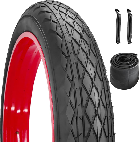 26" E-Bike Fat Tires 26 x 4.0 Folding Bead Tire and AV32mm Inner Tube for Electric Bicycles Compatible with Wide Mountain Snow Bike Tire (1 Tire 1 Tube)