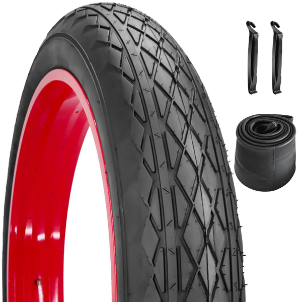 20x4.0 Bike Tire for Electric Bikes with Inner Tubes 32MM Schrader Valve Fat Bike Tire with Durable Tread, High Traction for Mountain/Snow/Road Compatible with E-Bikes 20x4.0 Inches