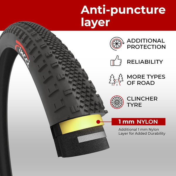 Fincci Gravel 700x38c Bike Tire with 700c Bike Tube - Foldable Kevlar 40-622 700x38c Bikes Tire with 1mm Antipuncture Resistant for 700c Wheelset for Electric, Road, MTB, Mountain, Hybrid Bicycle