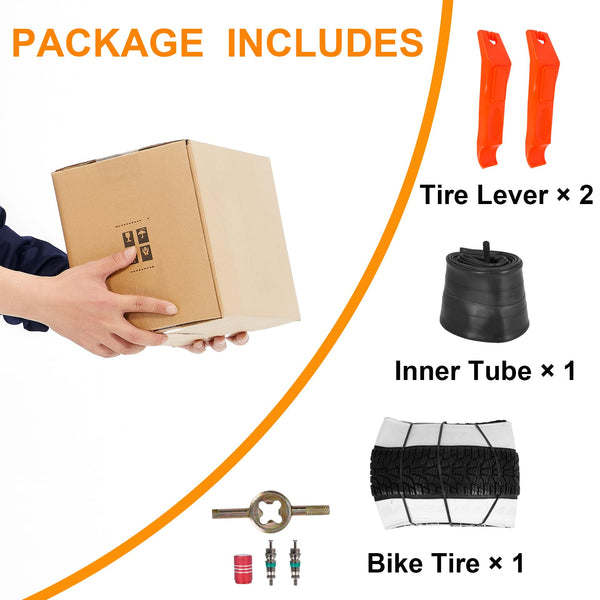2-Pack 26x4.0 Fat Bike Tire, 26 Inch Mountain Bike Tires & Tubes Set, Folding Replacement Bicycle Tires with Tire Levers for Off-Road Bike and Ebike