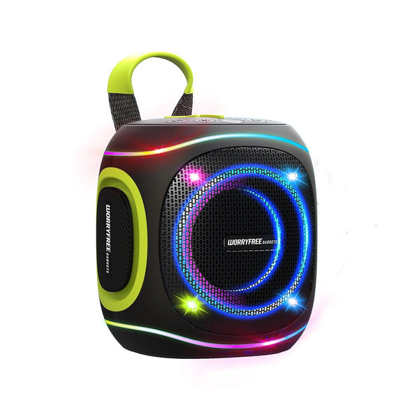 10W Portable Speaker with RGB Lights, Big Bass LED Lights, Supports TF Card/USB, AUX in, TWS for Party (Black)