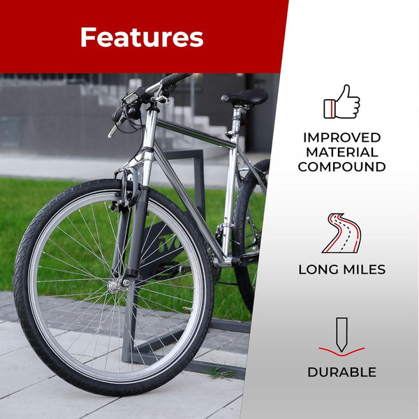 Fincci Pair 26x1.95 Bike Tire with 26 Inch Bike Tube - Slick City 26 inch Bike Tires - 50-559 Black Foldable Mountain Bike Tires with Kevlar for Electric, Trainer, Road Bikes, MTB Accessories
