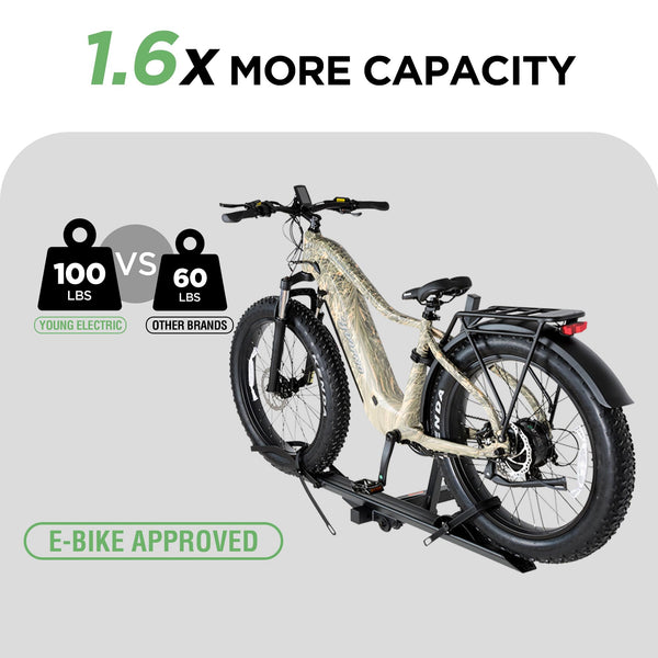 YOUNG ELECTRIC 200LBS EZ-FOLD Aluminum 2-Ebike Carrier with Ramp for Bikes and Electric Bike, Car SUV Truck Van RV and Trailer