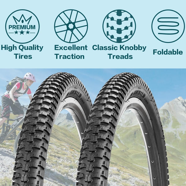 2 Pack 26/27.5 x 2.10 Bike Tires 26/27.5 inch Folding Bike Tires Fit for 26/27.5 X 1.95/2.10/2.125 Mountain Bike Beach Cruiser Bike City Urban Bicycles Bikes