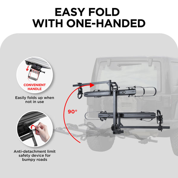 YOUNG ELECTRIC 200LBS EZ-FOLD Aluminum 2-Ebike Carrier with Ramp for Bikes and Electric Bike, Car SUV Truck Van RV and Trailer