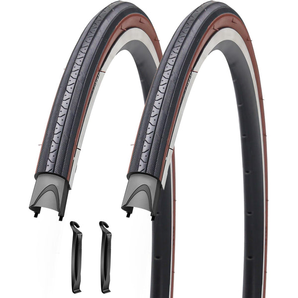 27 X 1 1/4 Bike Tire 27 Inch Road Bike Tires 32-630 Folding Bead Replacement Bicycle Tire Set