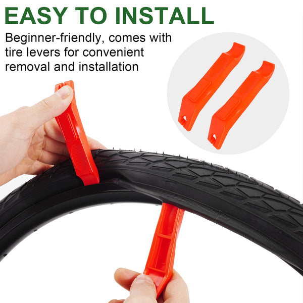 2-Pack 20x1.75 Bike Tire Tube, 20 Inch Mountain Bike Tires & Tubes, Folding Replacement Bicycle Tires with 2 Tire Levers for Hybrid, City Commuter, Urban
