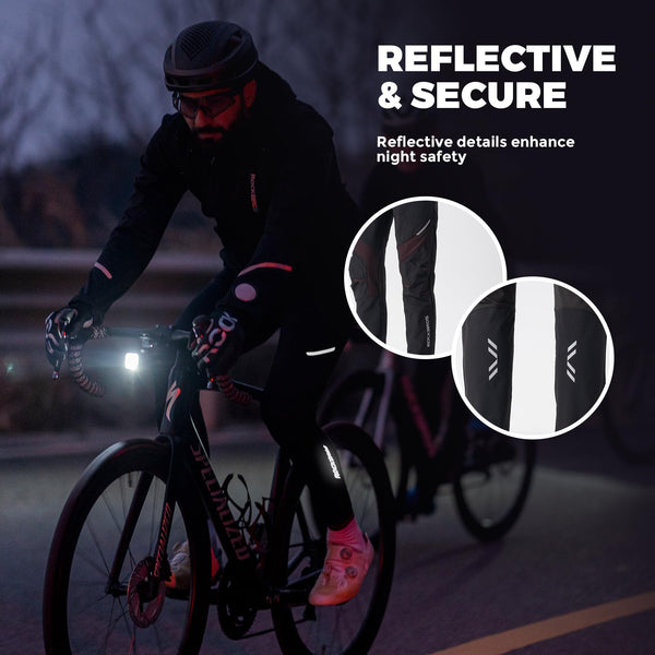 ROCKBROS Winter Cycling Pants Warm Ergonomics Men's Windproof Thermal Bicycling Pants Black