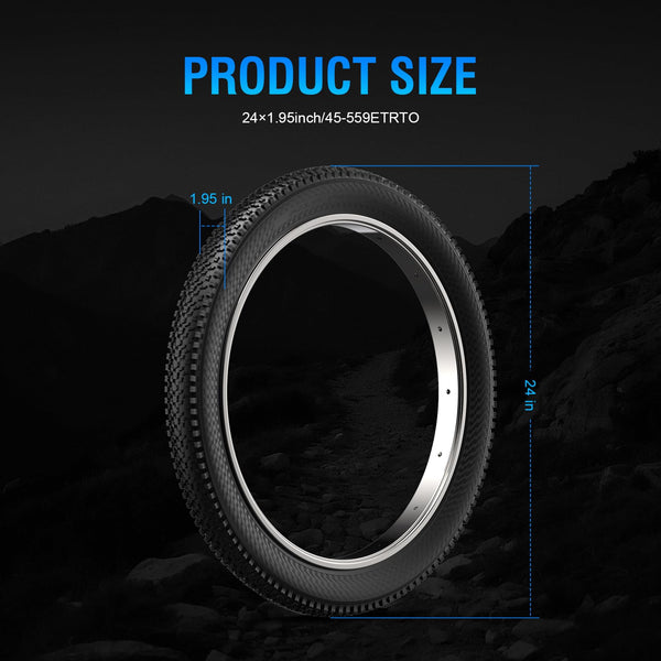 2 Pack Mountain Bike Tires, 24/26x1.95/2.125inch Folding Replacement Mountain Bicycle Tires and Tubes with 2 Inner Tubes & Levers, Puncture-Resistant & Wear-Resistant Bicycle Tires