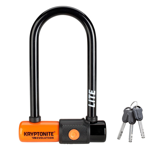 Kryptonite Evolution Standard Bike U-Lock, 4x9 Inch - 14mm Max-Performance Steel Shackle with Double Deadbolt, Includes 3 Keys, Convenient Carry Bracket - High-Security Bicycle Lock, Black, 3.5 lbs