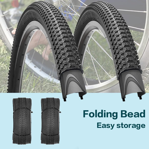 2 Pack Bike Tire 24 26 27.5 X 1.95 27.5 29 X 2.125 Inch Folding Replacement Bike Tire with Tire Levers Foldable Bead Wire Bicycle Tire for Mountain Bike