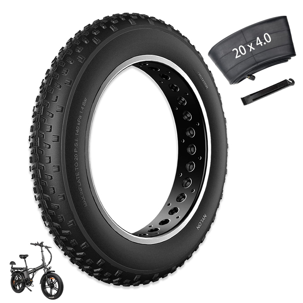 20x4 Fat Bike Tire Replacement Kit, 20x4.0 Inch Electric Bicycle Snow Mountain E-Bike Tires, Folding Ebike Fat Tire Tubes and Tire Levers Compatible Wide Mountain Snow Bike Tires – TRIPPER ELECTRIC BIKES