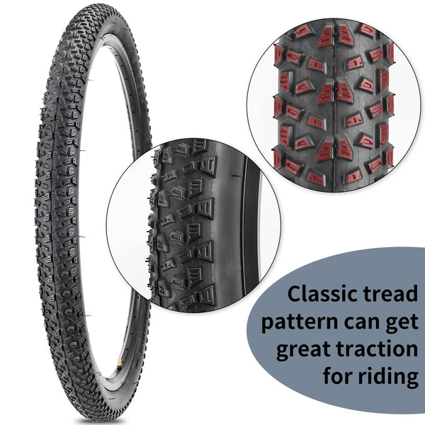 2 Pack Bike Tire 24 26 27.5 X 1.95 27.5 29 X 2.125 Inch Folding Replacement Bike Tire with Tire Levers Foldable Bead Wire Bicycle Tire for Mountain Bike