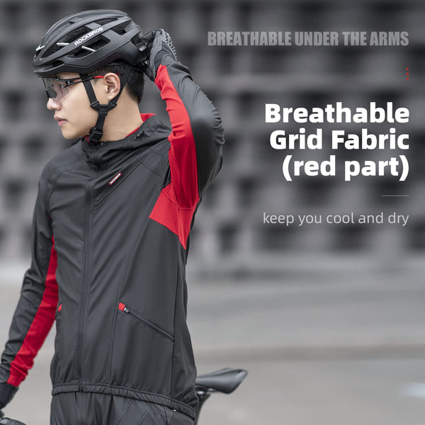 ROCKBROS Winter Cycling Jacket for Men Windproof Thermal Breathable Running Windbreaker Cycling Clothing Black - TRIPPER ELECTRIC BIKES