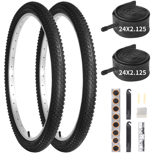 yeesport 24/26x2.125 Bike Tire and Tube Set, (57-507) 24 Inch/(57-559) 26 Inch Mountain Bike Tire with 24/26 x 2.125 BikeTubes & Tire Replacement