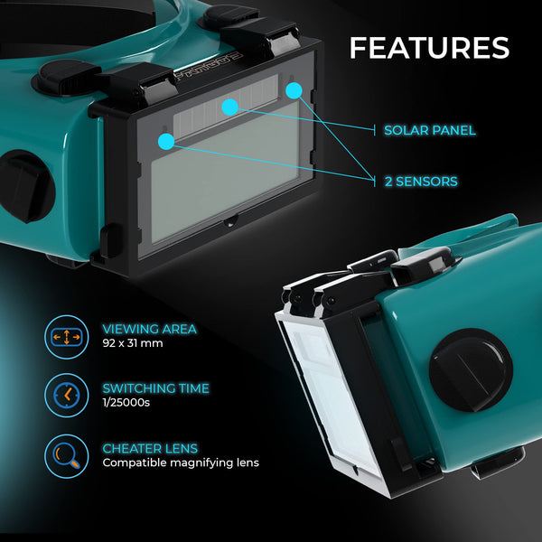 Welding Goggles Auto Darkening Flip Up, Solar Powered Welding Glasses for MIG TIG Arc Gas Torch Cutting, DIN 8-12 Shade