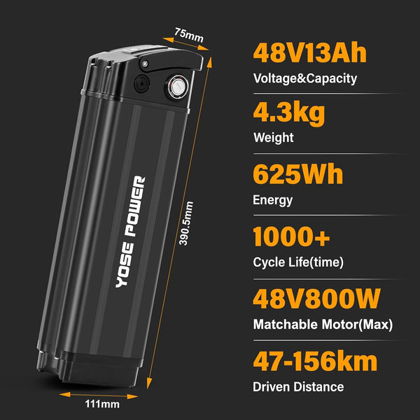 YS YOSE POWER Electric Bike Battery 48V 13Ah Compatible with Heybike Mars1.0 Electric Bike 48V Battery for Mars Battery Replacement Hey Bike Batteries